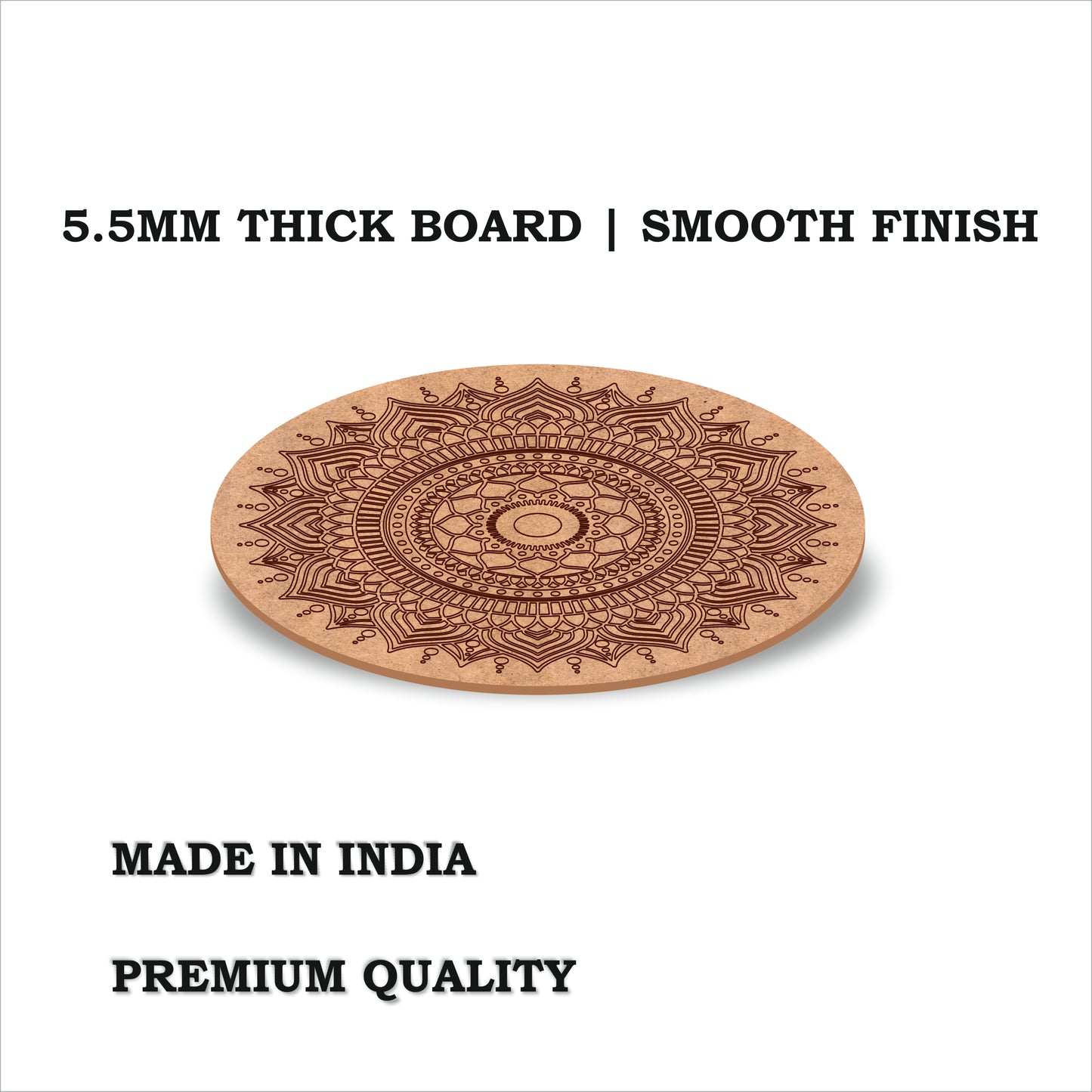 Pre-Marked 12-Inch Mandala MDF Base – 5.5mm Premium Craft Round