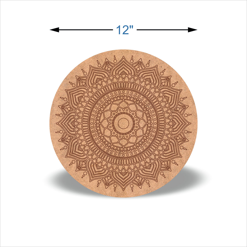 Pre-Marked 12-Inch Mandala MDF Base – 5.5mm Premium Craft Round