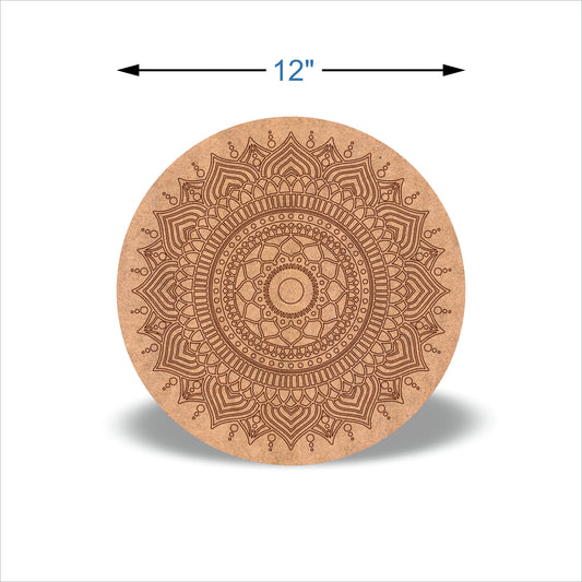 Pre-Marked 12-Inch Mandala MDF Base – 5.5mm Premium Craft Round