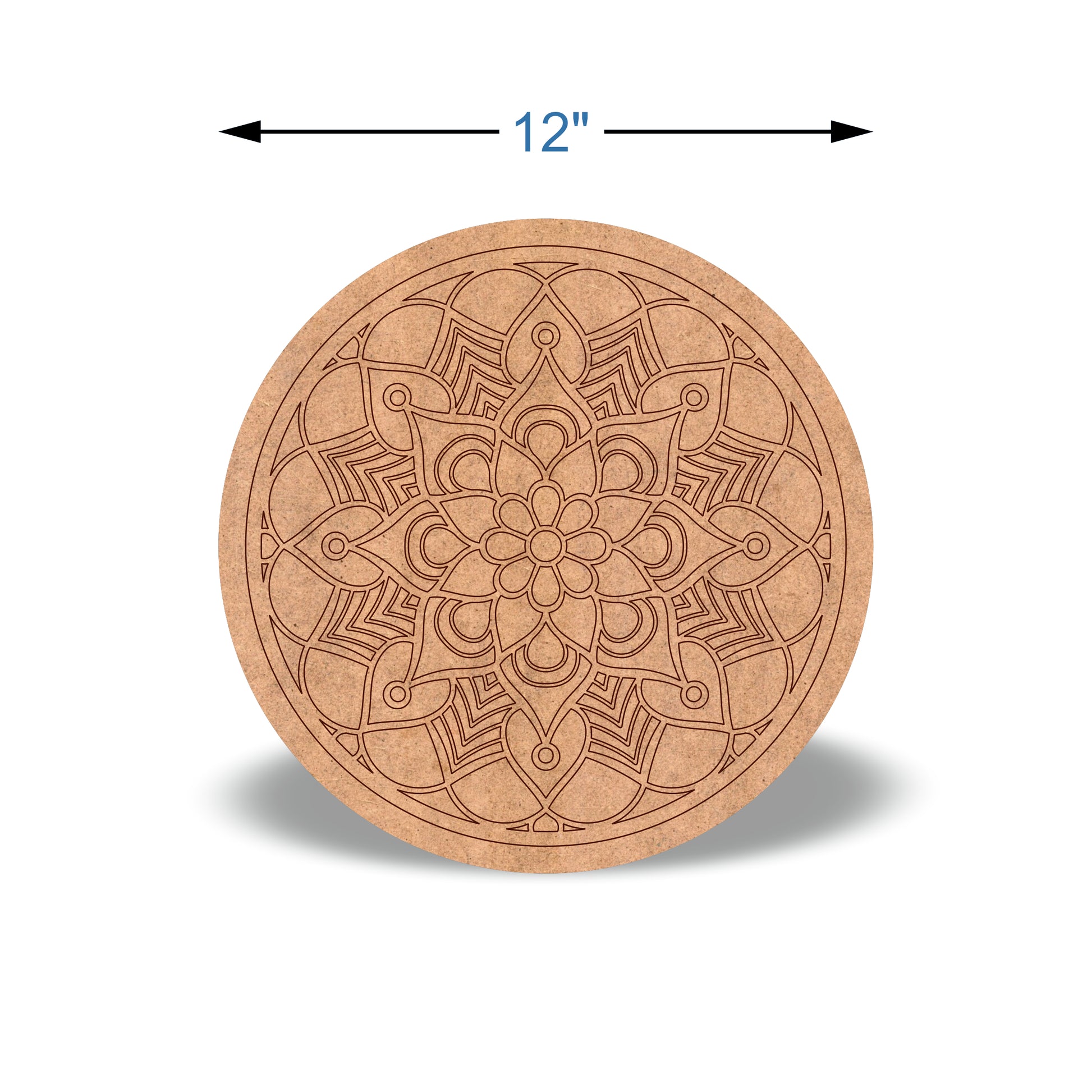 Pre-Marked 12-Inch Mandala MDF Base – 5.5mm Premium Craft Round Design 2