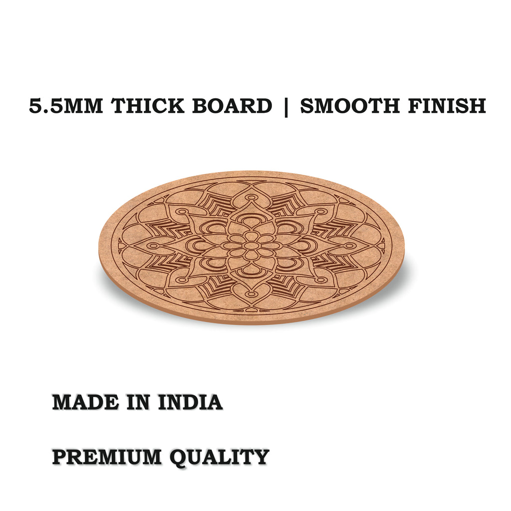 Pre-Marked 12-Inch Mandala MDF Base – 5.5mm Premium Craft Round Design 2