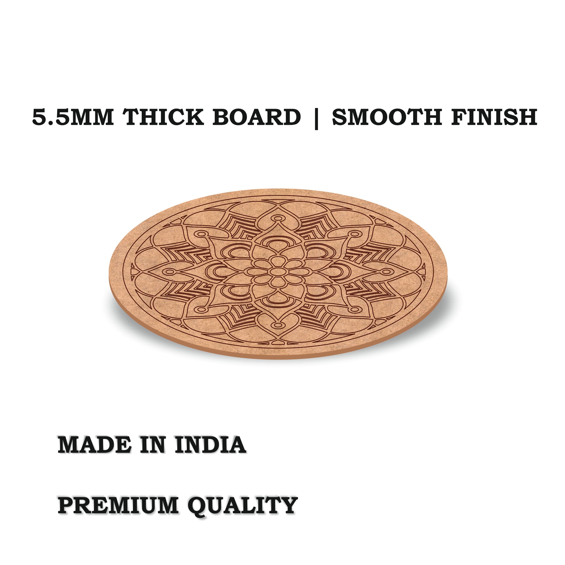 Pre-Marked 12-Inch Mandala MDF Base – 5.5mm Premium Craft Round Design 2